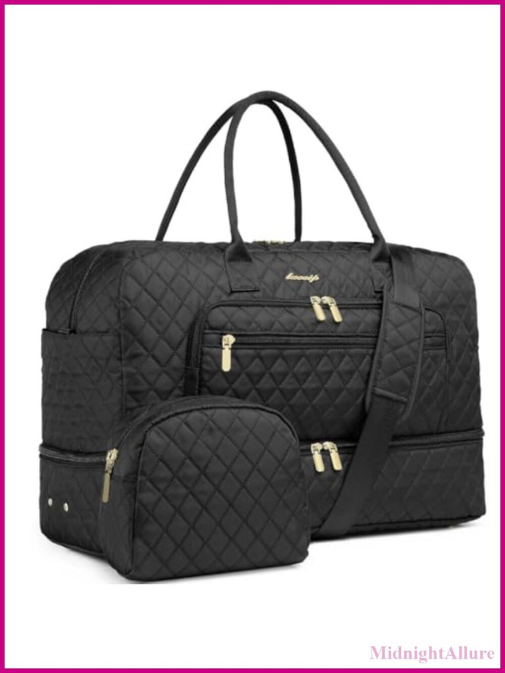 35L Travel Duffle Bag Weekender Carry On Shoe Compartment Toiletry Bag